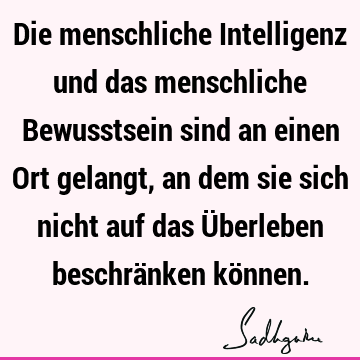 Die menschliche Intelligenz und das menschliche Bewusstsein sind an einen Ort gelangt, an dem sie sich nicht auf das Überleben beschränken kö