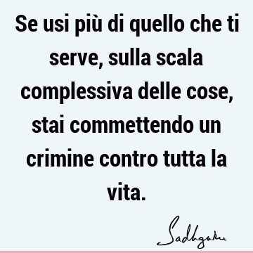 Se usi più di quello che ti serve, sulla scala complessiva delle cose, stai commettendo un crimine contro tutta la