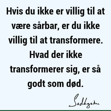 Hvis du ikke er villig til at være sårbar, er du ikke villig til at transformere. Hvad der ikke transformerer sig, er så godt som dø