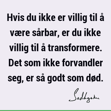 Hvis du ikke er villig til å være sårbar, er du ikke villig til å transformere. Det som ikke forvandler seg, er så godt som dø