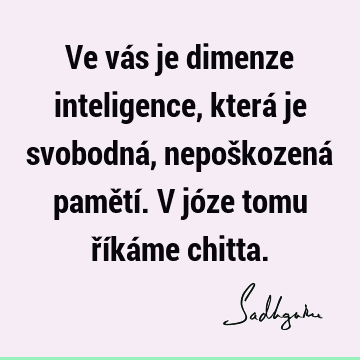 Ve vás je dimenze inteligence, která je svobodná, nepoškozená pamětí. V józe tomu říkáme