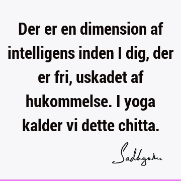 Der er en dimension af intelligens inden i dig, der er fri, uskadet af hukommelse. I yoga kalder vi dette