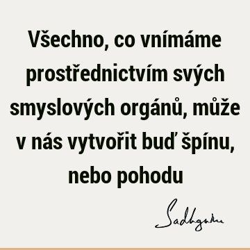 Všechno, co vnímáme prostřednictvím svých smyslových orgánů, může v nás vytvořit buď špínu, nebo