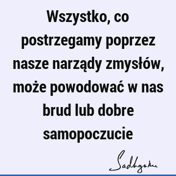 Wszystko, co postrzegamy poprzez nasze narządy zmysłów, może powodować w nas brud lub dobre