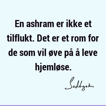 En ashram er ikke et tilflukt. Det er et rom for de som vil øve på å leve hjemlø