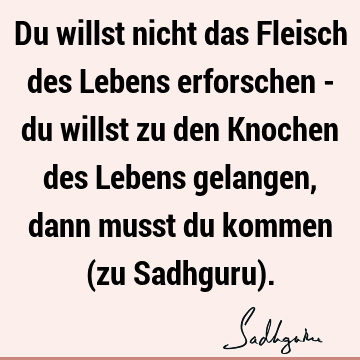 Du willst nicht das Fleisch des Lebens erforschen - du willst zu den Knochen des Lebens gelangen, dann musst du kommen (zu Sadhguru)