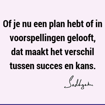 Of je nu een plan hebt of in voorspellingen gelooft, dat maakt het verschil tussen succes en