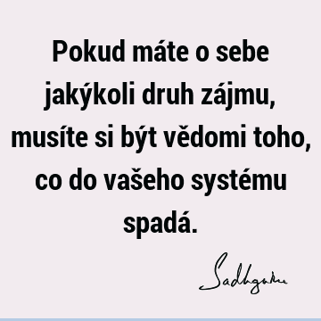 Pokud máte o sebe jakýkoli druh zájmu, musíte si být vědomi toho, co do vašeho systému spadá