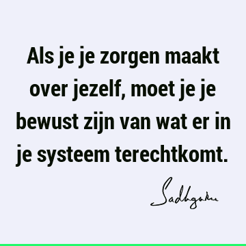 Als je je zorgen maakt over jezelf, moet je je bewust zijn van wat er in je systeem