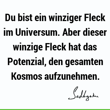 Du bist ein winziger Fleck im Universum. Aber dieser winzige Fleck hat das Potenzial, den gesamten Kosmos