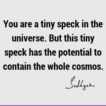 You are a tiny speck in the universe. But this tiny speck has the potential to contain the whole
