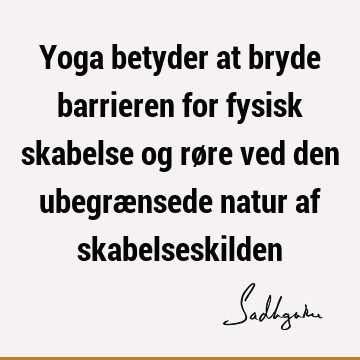 Yoga betyder at bryde barrieren for fysisk skabelse og røre ved den ubegrænsede natur af