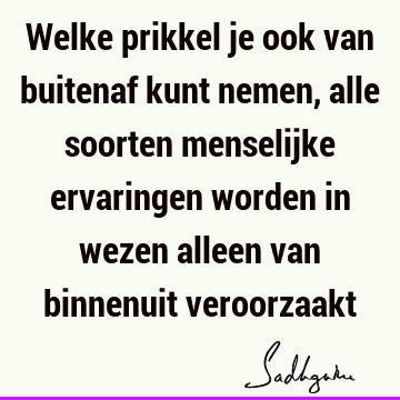 Welke prikkel je ook van buitenaf kunt nemen, alle soorten menselijke ervaringen worden in wezen alleen van binnenuit