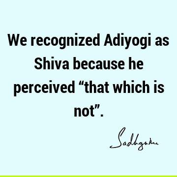 We recognized Adiyogi as Shiva because he perceived “that which is not”