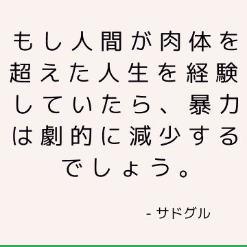 もし人間が肉体を超えた人生を経験していたら、暴力は劇的に減少するでしょう。