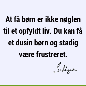 At få børn er ikke nøglen til et opfyldt liv. Du kan få et dusin børn og stadig være