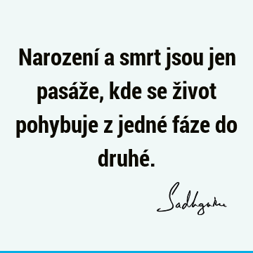 Narození a smrt jsou jen pasáže, kde se život pohybuje z jedné fáze do druhé