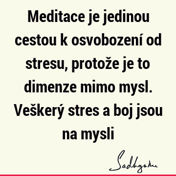 Meditace je jedinou cestou k osvobození od stresu, protože je to dimenze mimo mysl. Veškerý stres a boj jsou na