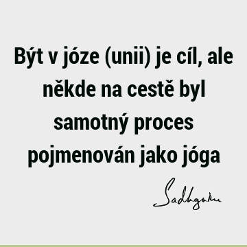 Být v józe (unii) je cíl, ale někde na cestě byl samotný proces pojmenován jako jó