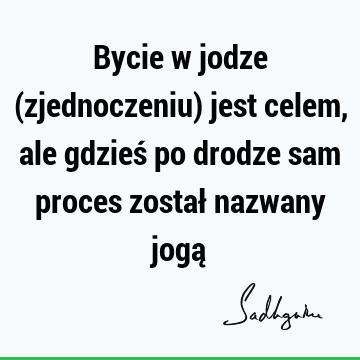 Bycie w jodze (zjednoczeniu) jest celem, ale gdzieś po drodze sam proces został nazwany jogą