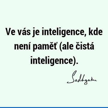 Ve vás je inteligence, kde není paměť (ale čistá inteligence)