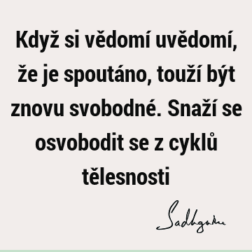 Když si vědomí uvědomí, že je spoutáno, touží být znovu svobodné. Snaží se osvobodit se z cyklů tě