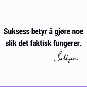 Suksess betyr å gjøre noe slik det faktisk