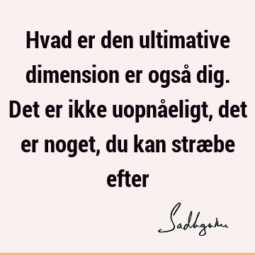 Hvad er den ultimative dimension er også dig. Det er ikke uopnåeligt, det er noget, du kan stræbe