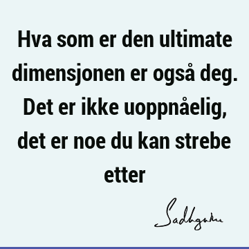 Hva som er den ultimate dimensjonen er også deg. Det er ikke uoppnåelig, det er noe du kan strebe