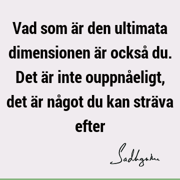 Vad som är den ultimata dimensionen är också du. Det är inte ouppnåeligt, det är något du kan sträva