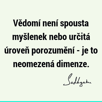 Vědomí není spousta myšlenek nebo určitá úroveň porozumění - je to neomezená