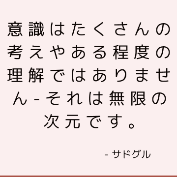 意識はたくさんの考えやある程度の理解ではありません-それは無限の次元です。