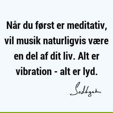 Når du først er meditativ, vil musik naturligvis være en del af dit liv. Alt er vibration - alt er