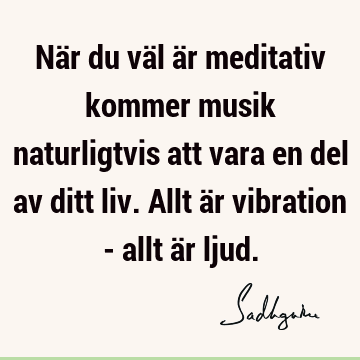 När du väl är meditativ kommer musik naturligtvis att vara en del av ditt liv. Allt är vibration - allt är