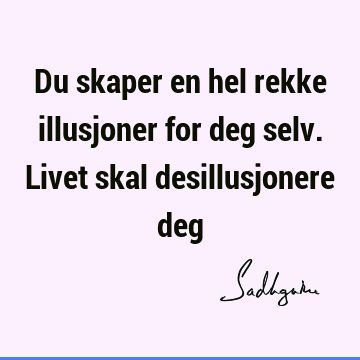 Du skaper en hel rekke illusjoner for deg selv. Livet skal desillusjonere