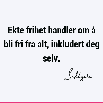 Ekte frihet handler om å bli fri fra alt, inkludert deg