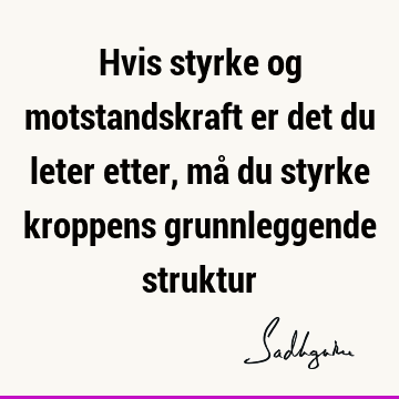 Hvis styrke og motstandskraft er det du leter etter, må du styrke kroppens grunnleggende