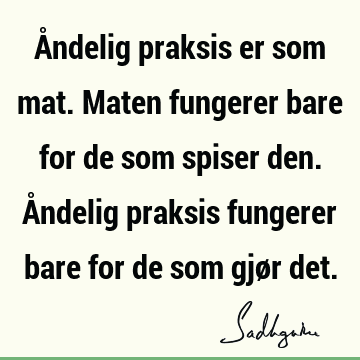 Åndelig praksis er som mat. Maten fungerer bare for de som spiser den. Åndelig praksis fungerer bare for de som gjør