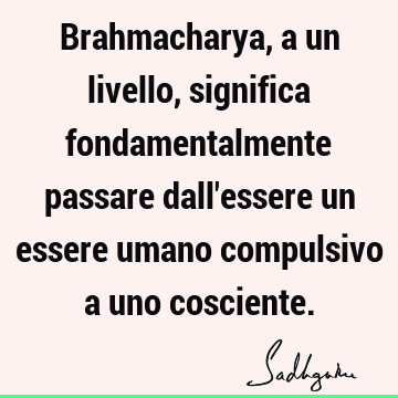 Brahmacharya, a un livello, significa fondamentalmente passare dall