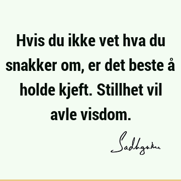 Hvis du ikke vet hva du snakker om, er det beste å holde kjeft. Stillhet vil avle