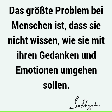 Das größte Problem bei Menschen ist, dass sie nicht wissen, wie sie mit ihren Gedanken und Emotionen umgehen