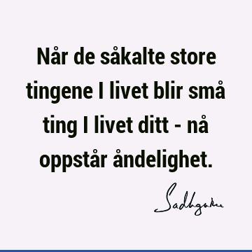 Når de såkalte store tingene i livet blir små ting i livet ditt - nå oppstår å