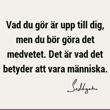 Vad du gör är upp till dig, men du bör göra det medvetet. Det är vad det betyder att vara mä