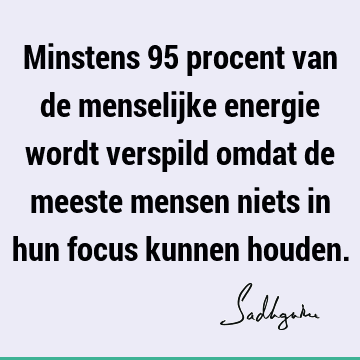 Minstens 95 procent van de menselijke energie wordt verspild omdat de meeste mensen niets in hun focus kunnen