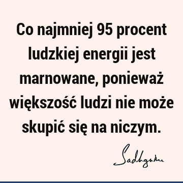 Co najmniej 95 procent ludzkiej energii jest marnowane, ponieważ większość ludzi nie może skupić się na