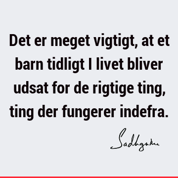 Det er meget vigtigt, at et barn tidligt i livet bliver udsat for de rigtige ting, ting der fungerer