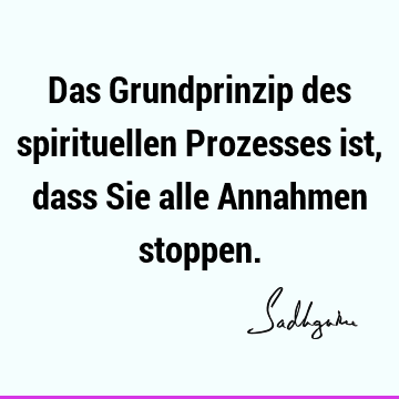 Das Grundprinzip des spirituellen Prozesses ist, dass Sie alle Annahmen