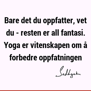 Bare det du oppfatter, vet du - resten er all fantasi. Yoga er vitenskapen om å forbedre