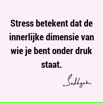 Stress betekent dat de innerlijke dimensie van wie je bent onder druk