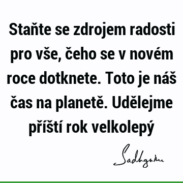 Staňte se zdrojem radosti pro vše, čeho se v novém roce dotknete. Toto je náš čas na planetě. Udělejme příští rok velkolepý